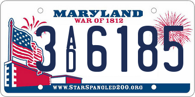 MD license plate 3AD6185