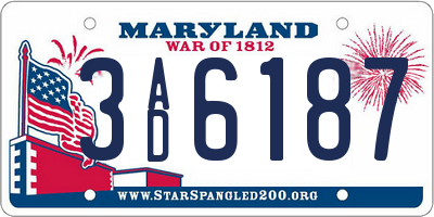 MD license plate 3AD6187