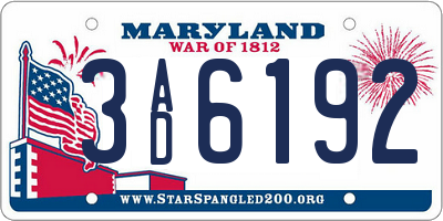 MD license plate 3AD6192