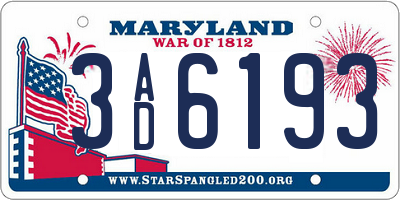 MD license plate 3AD6193