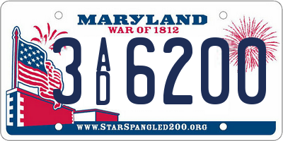 MD license plate 3AD6200