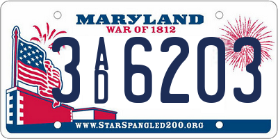 MD license plate 3AD6203