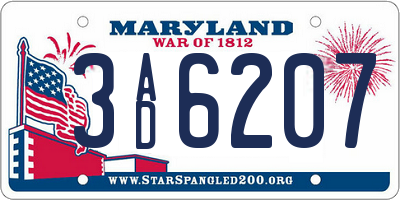 MD license plate 3AD6207