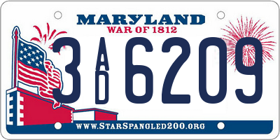MD license plate 3AD6209