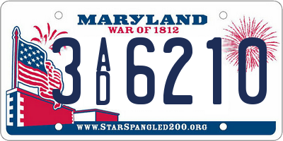 MD license plate 3AD6210