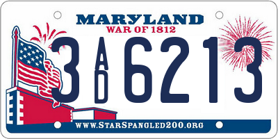 MD license plate 3AD6213