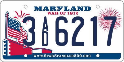 MD license plate 3AD6217