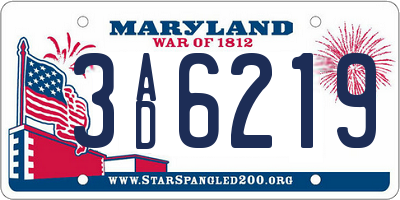MD license plate 3AD6219