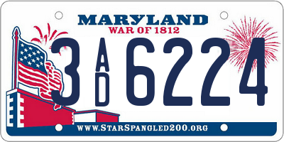 MD license plate 3AD6224