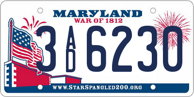 MD license plate 3AD6230