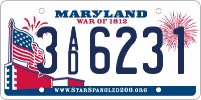 MD license plate 3AD6231