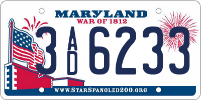 MD license plate 3AD6233