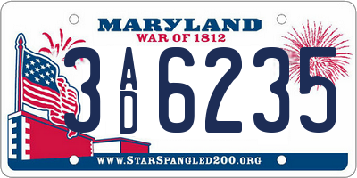 MD license plate 3AD6235
