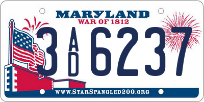 MD license plate 3AD6237