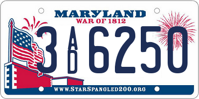 MD license plate 3AD6250