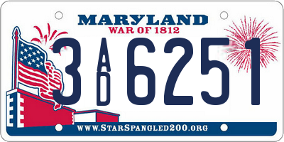 MD license plate 3AD6251