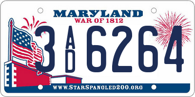 MD license plate 3AD6264