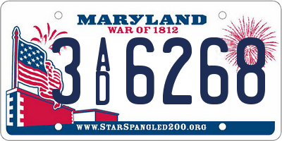 MD license plate 3AD6268