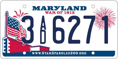 MD license plate 3AD6271