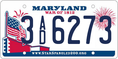 MD license plate 3AD6273