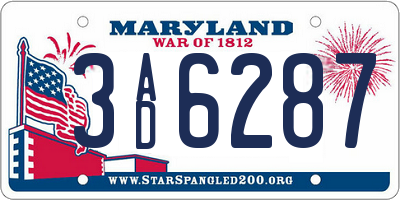 MD license plate 3AD6287