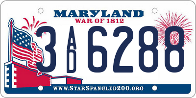 MD license plate 3AD6288