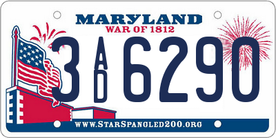 MD license plate 3AD6290