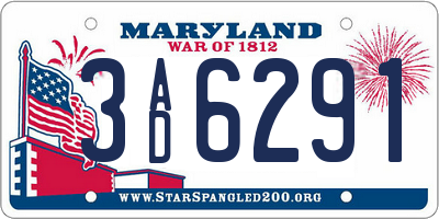 MD license plate 3AD6291