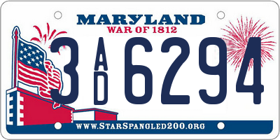 MD license plate 3AD6294