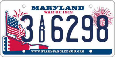 MD license plate 3AD6298