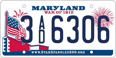 MD license plate 3AD6306