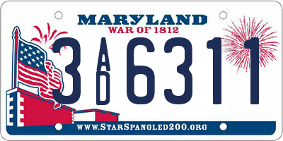 MD license plate 3AD6311