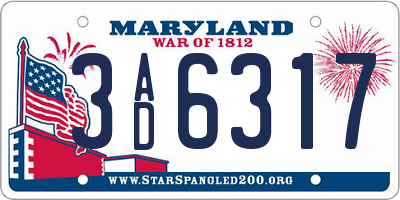 MD license plate 3AD6317