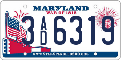MD license plate 3AD6319