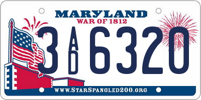MD license plate 3AD6320