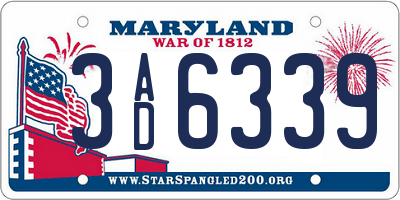 MD license plate 3AD6339