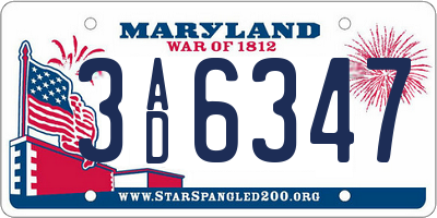 MD license plate 3AD6347