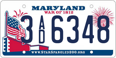 MD license plate 3AD6348