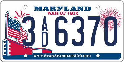 MD license plate 3AD6370