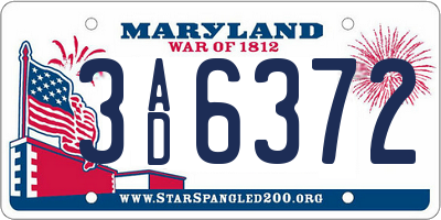 MD license plate 3AD6372