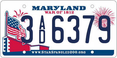 MD license plate 3AD6379