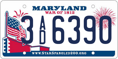 MD license plate 3AD6390
