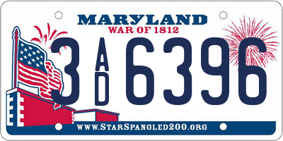 MD license plate 3AD6396