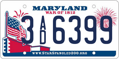 MD license plate 3AD6399