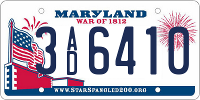 MD license plate 3AD6410