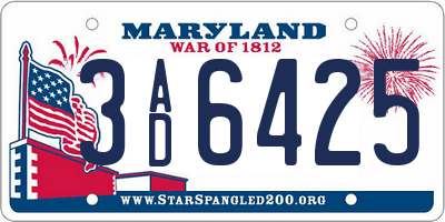 MD license plate 3AD6425