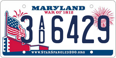 MD license plate 3AD6429