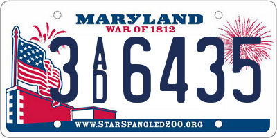 MD license plate 3AD6435