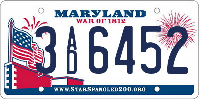 MD license plate 3AD6452