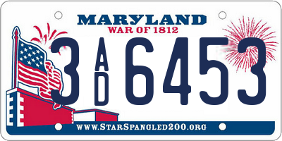 MD license plate 3AD6453